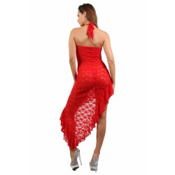 Robe longue asymétrique dentelle