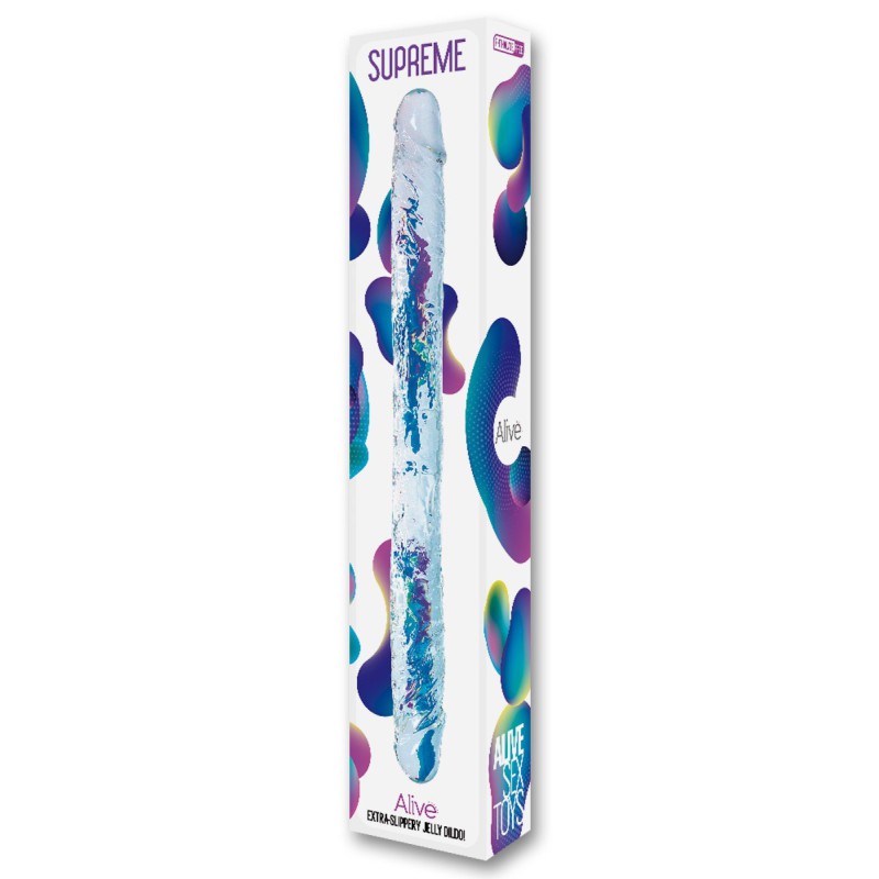 Supreme Dildo double dong jelly transparent 38.5 cm