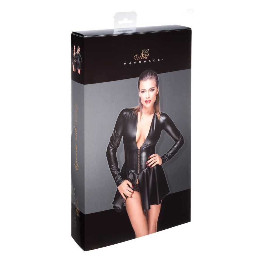 Robe wetlook effet corset avec dentelle F154