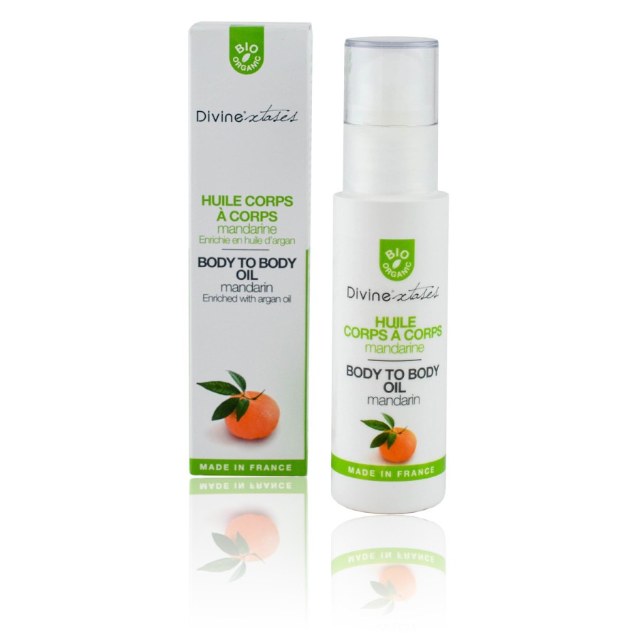 Huile corps à corps massage Gourmand BIO Mandarine